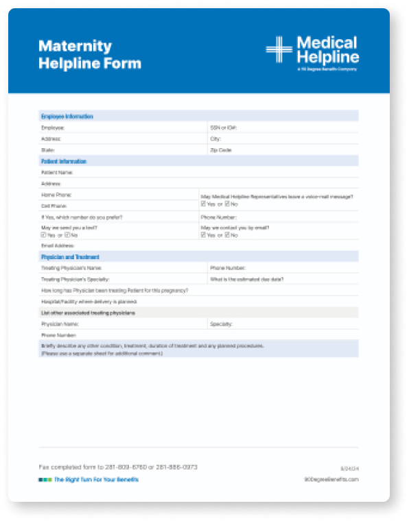 Maternity Helpline Form